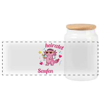 Bachelorette Party Wedding Bride Maid of Honor - Panoramic Cookie Jar with Wooden Lid - white - Front