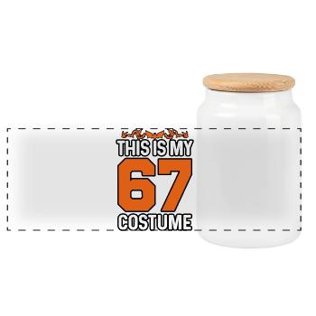 Das ist mein Halloween 67 Kostüm Lustige Zahl Meme - Panorama Keksdose mit Holzdeckel - Weiß - Vorne