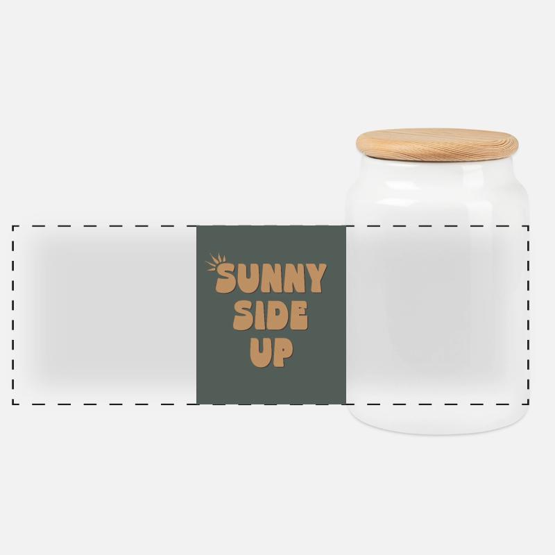 Sunny Side Up – Stay Bright & Positive - Panorama Keksdose mit Holzdeckel - Weiß