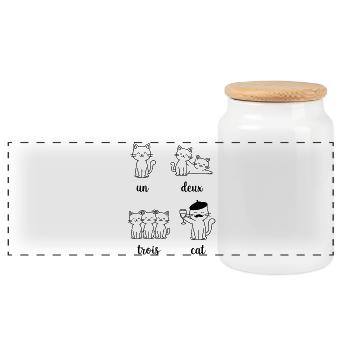 Groupe de chats Jeu de mots - Boîte à biscuits avec couvercle en bois - blanc - Devant
