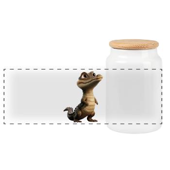 Kaiman Krokodil Alligator Reptilien Kroko Kaimane - Panorama Keksdose mit Holzdeckel - Weiß - Vorne