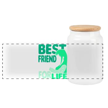 Anime Manga Otaku Kawaii Best Friends Cosplay - Panoramic Cookie Jar with Wooden Lid - white - Front