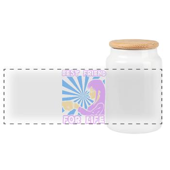 Anime Manga Otaku Kawaii Best Friends Cosplay - Panoramic Cookie Jar with Wooden Lid - white - Front