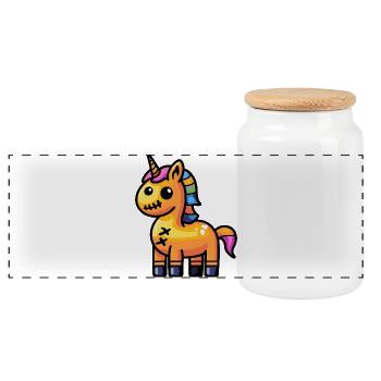 Licorne Halloween Zombie - Boîte à biscuits avec couvercle en bois - blanc - Devant