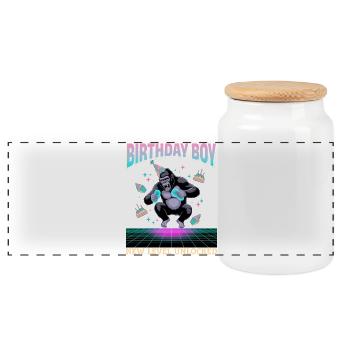 Birthday Gamer VR - Panoramic Cookie Jar with Wooden Lid - white - Front