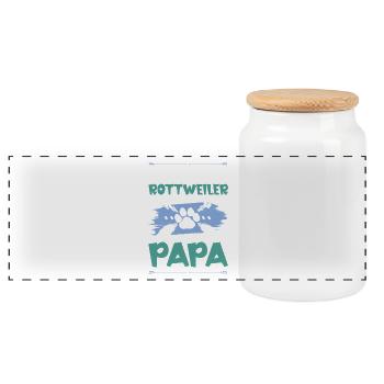 Rottweiler Chiens Papa - Boîte à biscuits avec couvercle en bois - blanc - Devant