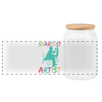 Artist Painter Graphic Smartest Artist Art Saying - Panoramic Cookie Jar with Wooden Lid - white - Front