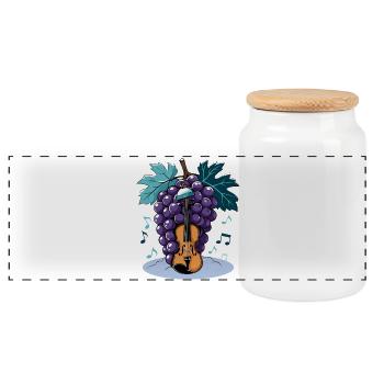 Grapes Violin Melody - Panoramic Cookie Jar with Wooden Lid - white - Front