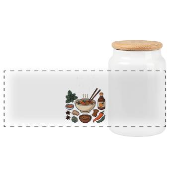 PHO KIT Vietnamesische Pho Nudelsuppe - Panorama Keksdose mit Holzdeckel - Weiß - Vorne