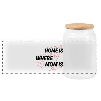 Mother Home Is Where Mom Is - Panoramic Cookie Jar with Wooden Lid - white - Front