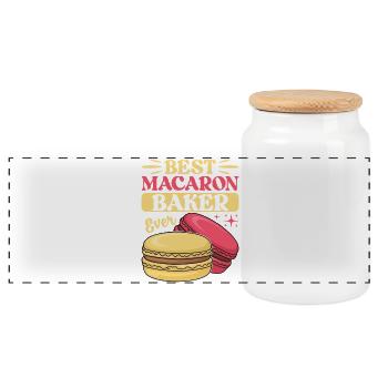 Macaron Französische Desserts - Panorama Keksdose mit Holzdeckel - Weiß - Vorne