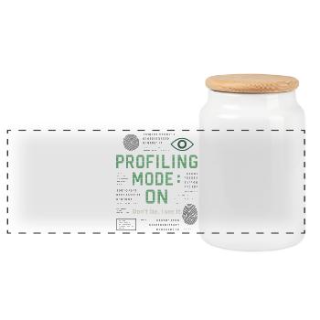 Profiling Mode: ON – True Crime & Mindhunter Shirt - Panoramic Cookie Jar with Wooden Lid - white - Front