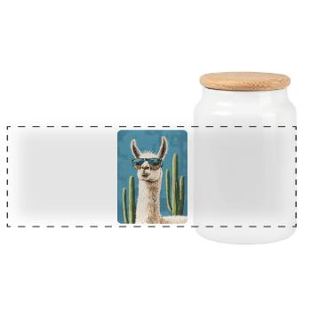lama - Panoramic Cookie Jar with Wooden Lid - white - Front
