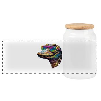 Kaiman Krokodil Alligator Reptilien Kroko Kaimane - Panorama Keksdose mit Holzdeckel - Weiß - Vorne