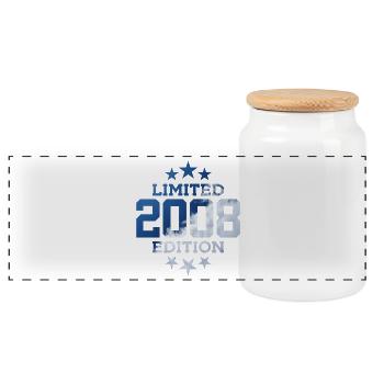 LIMITED EDITION 2008 18TH BIRTHDAY - Panoramic Cookie Jar with Wooden Lid - white - Front