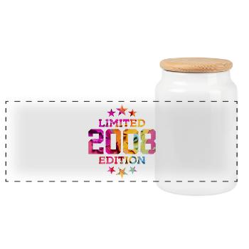 LIMITED EDITION 2008 18TH BIRTHDAY - Panoramic Cookie Jar with Wooden Lid - white - Front