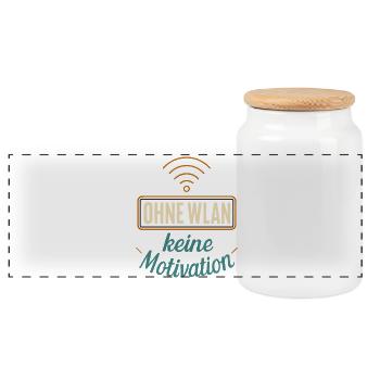 No motivation without Wi-Fi - Panoramic Cookie Jar with Wooden Lid - white - Front