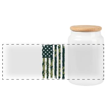 USA Flagge Camo Camouflage Militär Army - Panorama Keksdose mit Holzdeckel - Weiß - Vorne