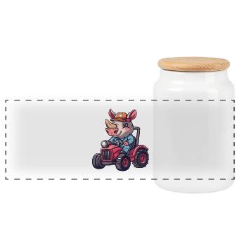 Éleveur de tracteurs Rhino - Boîte à biscuits avec couvercle en bois - blanc - Devant