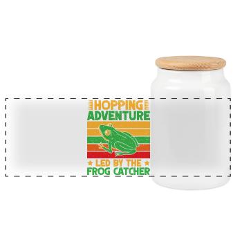 Frog Catcher Hopping Adventure Frog - Panorama Keksdose mit Holzdeckel - Weiß - Vorne