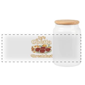 Goetta Sausage Let's Goetta Breakfast - Panoramic Cookie Jar with Wooden Lid - white - Front