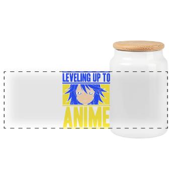 Anime Manga Otaku Kawaii Japan Cosplay Comic - Panoramic Cookie Jar with Wooden Lid - white - Front