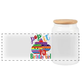 pop-it Fille d’anniversaire 10 - Boîte à biscuits avec couvercle en bois - blanc - Devant