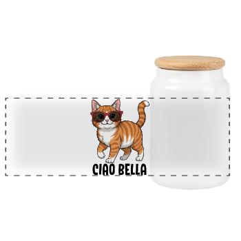 Ciao Bella - Boîte à biscuits avec couvercle en bois - blanc - Devant