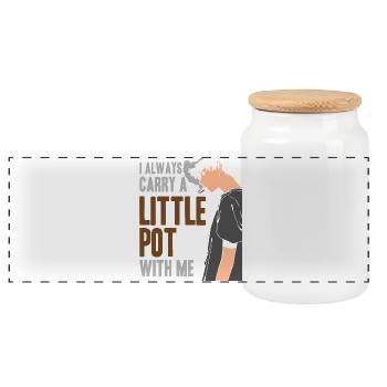 Anime Manga Otaku Smoking Weed Funny 420 - Panoramic Cookie Jar with Wooden Lid - white - Front