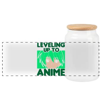 Anime Manga Otaku Kawaii Japan Cosplay Comic - Panoramic Cookie Jar with Wooden Lid - white - Front