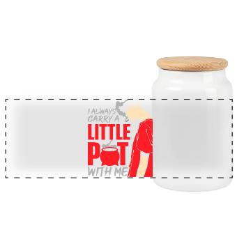 Anime Manga Otaku Smoking Weed Funny 420 - Panoramic Cookie Jar with Wooden Lid - white - Front