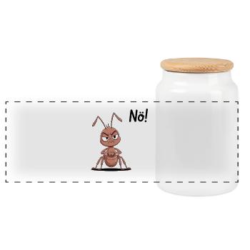 Funny Ant Says No - Panoramic Cookie Jar with Wooden Lid - white - Front