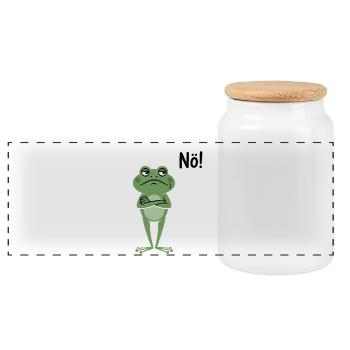 Grenouille sceptique qui dit non - Boîte à biscuits avec couvercle en bois - blanc - Devant