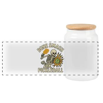 Bone Smash Pickleball Skelett Halloween - Panorama Keksdose mit Holzdeckel - Weiß - Vorne