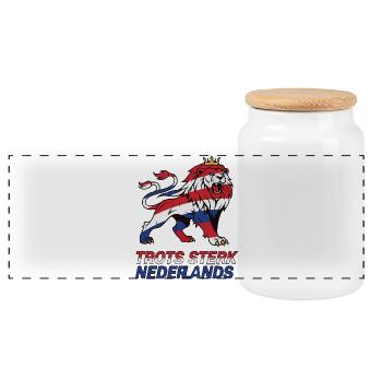 Pays-Bas fiers et forts - Boîte à biscuits avec couvercle en bois - blanc - Devant