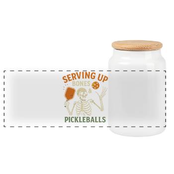 Serving Up Bones Pickleball Halloween - Panorama Keksdose mit Holzdeckel - Weiß - Vorne