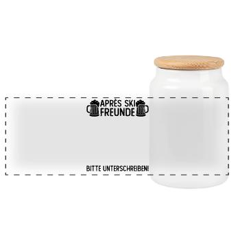 Apres Ski Freunde Bitte Unterschreiben - Panorama Keksdose mit Holzdeckel - Weiß - Vorne