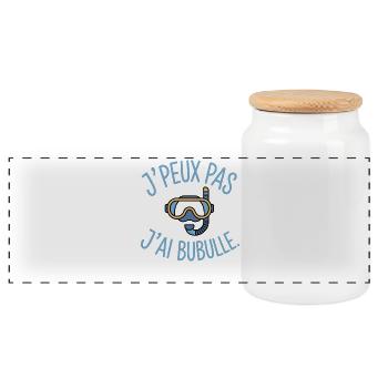 I can't, I have Bubulle Humor scuba diving - Panoramic Cookie Jar with Wooden Lid - white - Front