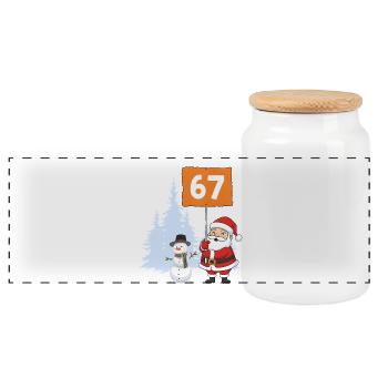 Santa67 Countdown Xmas Sign - Panoramic Cookie Jar with Wooden Lid - white - Front