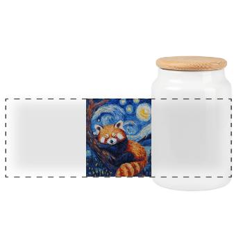 Roter Panda Bär Van Gogh Style Starry Night - Panorama Keksdose mit Holzdeckel - Weiß - Vorne