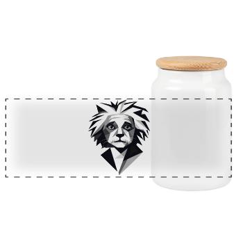 Black and White Abstract Genie - Panoramic Cookie Jar with Wooden Lid - white - Front