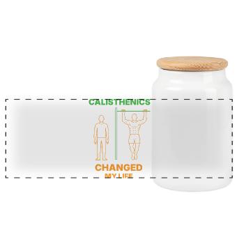 Calisthenics Changed My Life Fitness Gym Workout - Panoramic Cookie Jar with Wooden Lid - white - Front