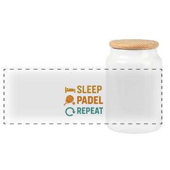 Manger Dormir Padel Répéter Sport drôle - Boîte à biscuits avec couvercle en bois - blanc - Devant
