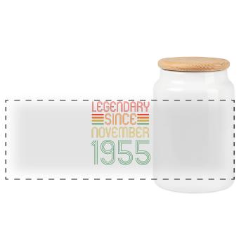 Legendary since November 1955, retro, birthday - Panoramic Cookie Jar with Wooden Lid - white - Front