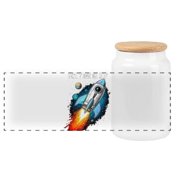ROCKET MARS THE TIME IS RIP - Panoramic Cookie Jar with Wooden Lid - white - Front