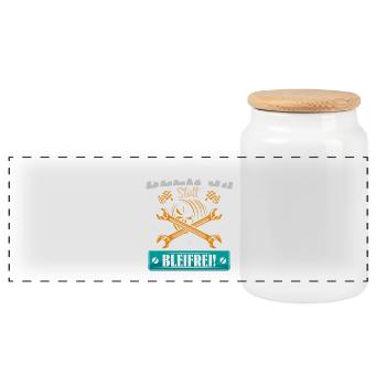 Auto Tuner Tuning Kfz Werkstatt Mechaniker Spruch - Panoramic Cookie Jar with Wooden Lid - white - Front