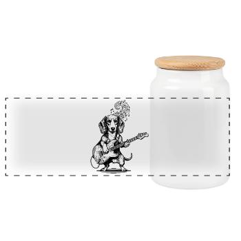 Art musical de la guitare teckel - Boîte à biscuits avec couvercle en bois - blanc - Devant