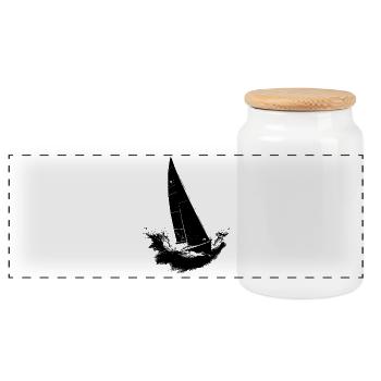 Artistic Sailing Illustration Sailor - Panoramic Cookie Jar with Wooden Lid - white - Front