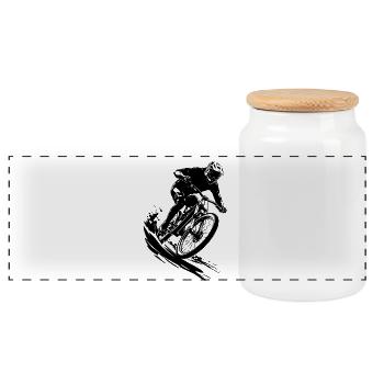 Energische Mountainbike-Radfahrer-Kunst - Panorama Keksdose mit Holzdeckel - Weiß - Vorne