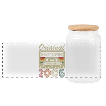 2006 Vintage Rétro Cadeau d’anniversaire - Boîte à biscuits avec couvercle en bois - blanc - Devant